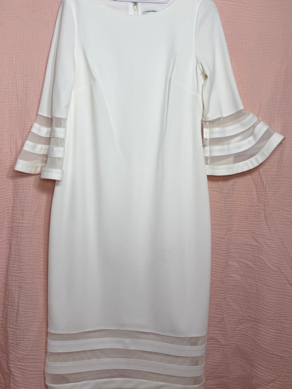 Calvin Klein White Bell-Sleeve Shift Dress